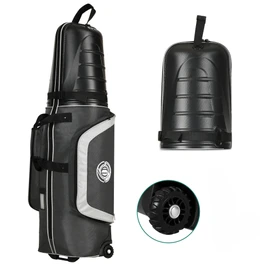 Shopsource Golf Travel Bag for Airlines, Golf Travel Case with Hard Case Top and Wheels, 1680D Heavy Duty Oxford Golf Travel Covers, Protect Golf Clubs, Lightweight, Easy to Maneuver Black