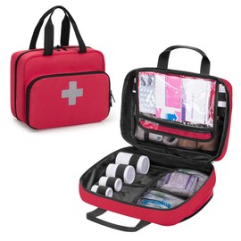 CURMIO 救急バッグ お薬 ポーチ 持ち運び お薬箱 家庭 旅行 オフィス 学校 赤