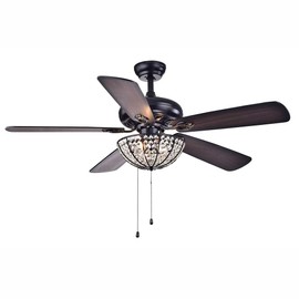 Warehouse of Tiffany Hannele Bowl 3-light 5-blade Black 52-inch Ceiling Fan (Optional Remote)