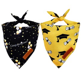 Realeaf Graduation Dog Bandanas 2 Pack, Reversible Pet Scarf for Boy and Girl, Premium Durable Fabric, Holiday Bandana for Small Medium Large and XLarge Dogs (Graduation, X-Large)
