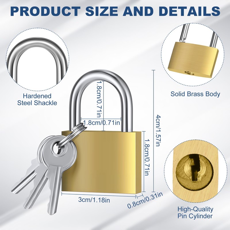 Yaocom 24 Pcs Solid Brass Keyed Padlock, Small Yellow Gym
