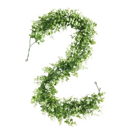 RECUTMS 2Pcs Faux Eucalyptus Garland 5.8 Ft Fake Eucalyptus Leaves Artificial Greenery Garland Hanging Vines Decor for Home Party Wedding Arch Table Wall Indoor Outdoor(Green White)
