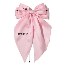 Furling Pompoms Hair Bows Clip, Hot Pink Bow for Women's Hair - 2 Pack, Elegant Satin Bow Hair Accessories for Birthday, Wedding, Holidays