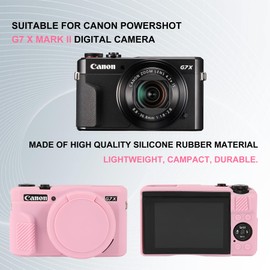 Supmay Camera Case for Canon Powershot G7 X Mark II Digital Camera, Soft Silicone Protective Bag Removable Lens Cover, Silicone Cover Rubber Soft Camera Case, Pink