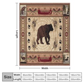 Retro Bear Bedding Fleece Throw Blanket,Lodge Bear Moose Elk Farmhouse Country Style All Season Flannel Soft Warm Microplush Lightweight Thermal for Sofa Bed Bedroom 40"x50"