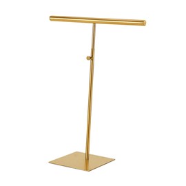 Fenteer Metal Bag Display Rack Handbag Display Stand Adjustable Purse Holder for Retail Countertop, Golden Round Tube