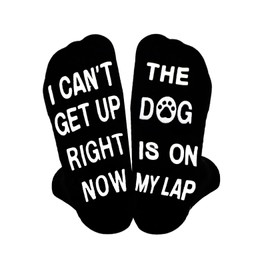Novelty Socks for Men I Can'T Get Up Right Now, The Dog Is On My Lap Unisex Cotton Long Stockings Non-Slip Funny Socks Gifts for Dad Husband Grandpa Gift Ideas for Birthday Fathers Day Christmas
