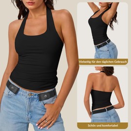 SANSTHS Pack of 2 belts without buckle, women's and men's elastic stretch, adjustable invisible belt, elastic, A-Black