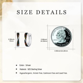 Twoowl Black Opal Hoop Earrings 925 Sterling Silver Black Opal Stone Earrings Jewellery Gifts for Women Girls Friends