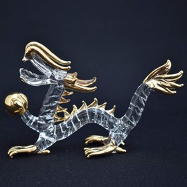 Handmade Glass Crafted Golden Pearl with Emperor (Emperors) Dragon