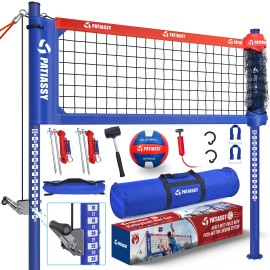 PATIASSY Premium Professional Outdoor Volleyball Net Set with Adjustable Height Poles US