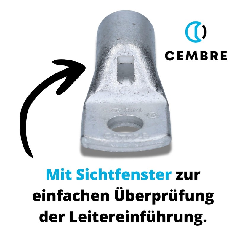 Cembre A14-M8 Tubular Cable Lug 70 mm² M8 Uninsulated Tin-Plated
