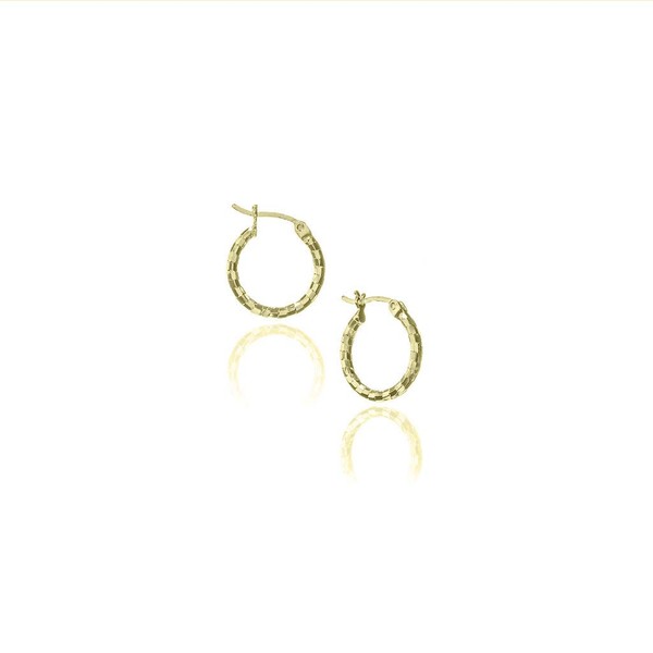 HUG A HOOP - 925 Sterling Silver Gold Overlay Diamond-Cut