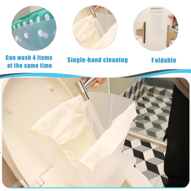 QOOMABA Cloth Diaper Sprayer Splatter Shield - Snap Design to