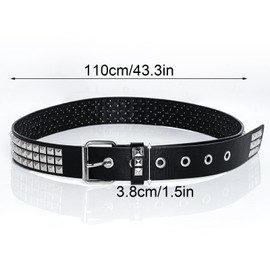 Werownsgso Rivet Belt Leather, Y2K Belt Rivet Belt, Punk Belt for Men and Women, Versatile for Hip-Hop, Cosplay, Rock Outfits, black