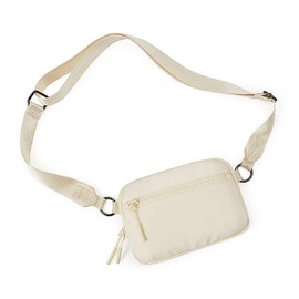 WESTBRONCO Small Crossbody Bags for Women Nylon with Adjustable Strap, Mini Crossbody Purse, Fahion Shoulder Bag for Traveling Workout Beige