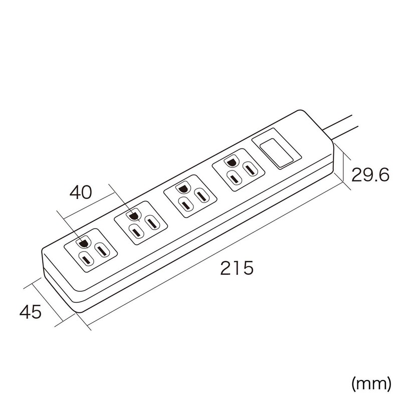 Sanwa Supply TAP-SH3450MG Shutter Tap, 3P, 4 Openings, 16.4 ft