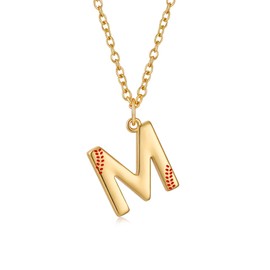 Semoya Softball Initial Necklace for Women Girls, Gold Baseball Mom Pendant Chain Jewelry Softball Accessories Stuff Graduation Mother's Day Gifts Ideas Team Teen Teenage Youth Girls Her Letter M