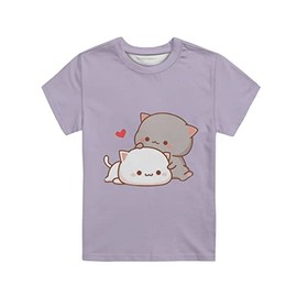 WELLFLYHOM Cat T-Shirts for Girls Tunic Tops Youth Kids Tshirts Cute Cat Lover Gifts Tees Size 7-8 Teens Juniors Short Sleeve Summer Clothes Novelty Beachwear Undershirt Purple