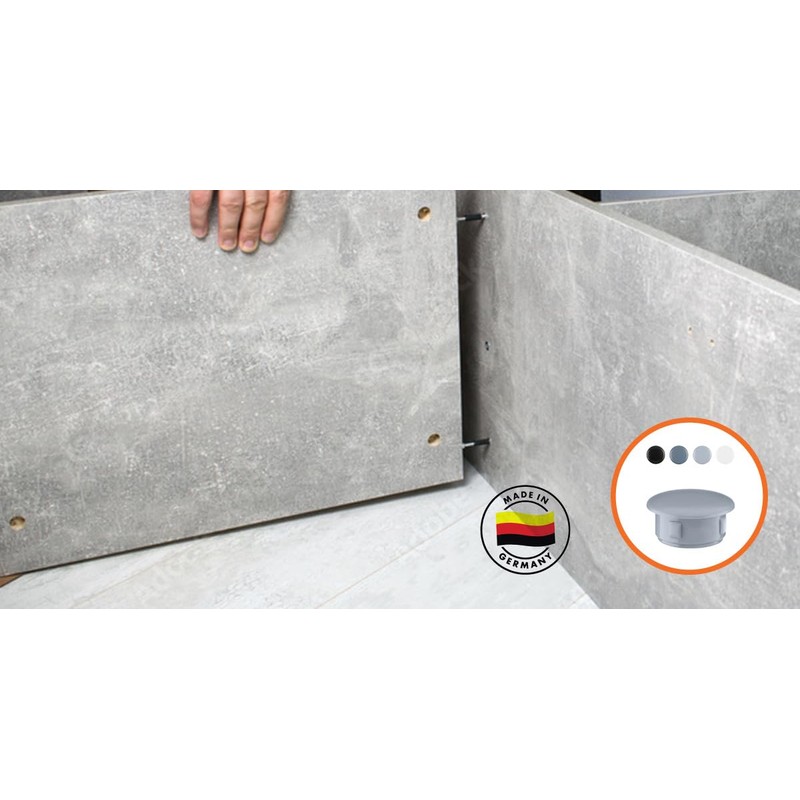 EMFA Cover Caps for 17 mm Drill Holes Black Pack