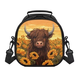 Upetstory Highland Cow Lunch Bag for Girls Kids Lunch Tote Bags Reusable Insulated Lunch Box Toddler Kindergarten Lunchbag Crossbody Handbag School Workout Picnic Travel
