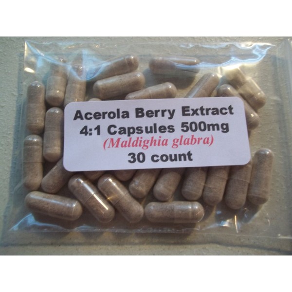 Acerola Berry Extract Powder Capsules 4:1  (Maldighia glabra) 500mg. - 30 count