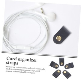 ORFOFE 5pcs Artificial Leather Cable Straps Cable Organizer for Household Wire Wrap Management Straps Headphone Cord Storage Buckle