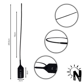 UK Numbered Pull Seal, Anti Tamper Security Zip Ties, Tags - Black, 100