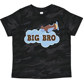 inktastic Big Bro Boys Airplane Brother Announcement Toddler T-Shirt 5-6 Storm Camo 22be0