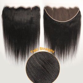 BEEOS Yaki Straight 13x6 SKINLIKE Real HD Lace Frontal, Vivid Pre-Plucked Natural Hairline Bleached Knots Human Hair Frontal 16 Inch