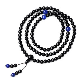 COAI Unisex 108 Mala Prayer Beads, Onyx, Lapis Lazuli