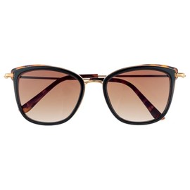 meigan 7383-02 Wellington Sunglasses Unisex Plastic & Metal, UV400, UV Protection, Stylish, Graduated Lens, Durable, Hard Coat, Black Demi BR/Brown Half