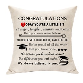 Hasodeo Graduation Gift for Her Him Decoration Grad Gift Cushuion Cover Throw Pillow Cover Gifts for High School College Inspirational Congrats Gift for Girls Daughter Son (Congratulations)