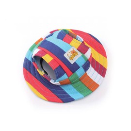 Leconpet Princess Pet Hat Dog Caps Hats with Neck Strap Adjustable Comfortable Ear Holes for Small Medium Dogs in Outdoor Sun Protection (Large, Stripe)