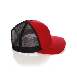 Structured Trucker Mesh Hat Custom Colors Letter B Initial Baseball Mid Profile (Red Black White Black)