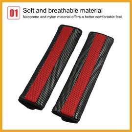 Partuto Motor Detachable Fastener Red Black Seatbelt Cover Pad Pair Replacement