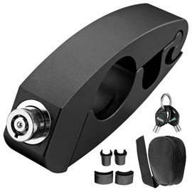 EYPINS Motorcycle Handlebar Lock, Universal Brake Lever Lock Throttle Grip Anti-Theft Security Lock Handlebar Grip Aluminium with 2 Keys for Motorcycles, Bicycles, Scooters and ATVs (Black)