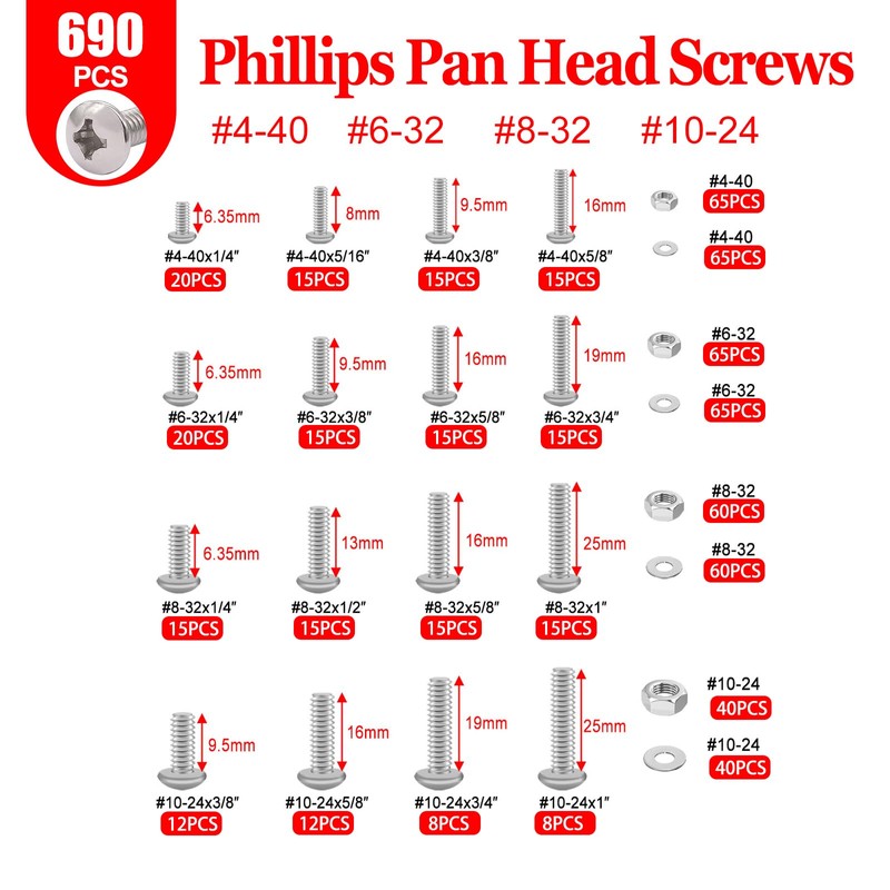 Twidec/1281PCS Nuts and Bolts Assortment Kit,Machine Screws,304 Stainless Steel Phillips