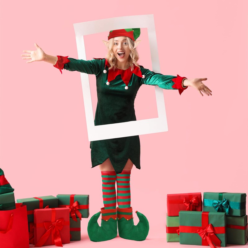 Landifor 5 pcs Christmas Elf Costume Accessories Santa Helper Costume