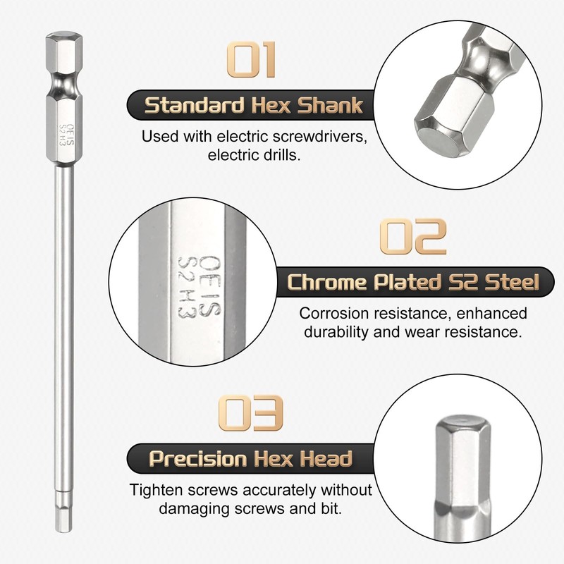 HARFINGTON H3.0 Hex Head Screwdriver Bit 3.0mm Metric Flat Tip