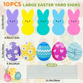 10pcs Easter Yard Signs Outdoor Decorations, Easter Bunny Eggs With Stakes Lawn Yard Decorations for Easter Party Decorations Supplies Prop Spring Decor, Easter Decor Home Lawn Patio Ornaments