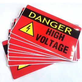 Danger High Voltage Sticker Sign, 3 x 5 Inches Hazardous Safety Labels, Vinyl Adhesive Electrical Warning Sign (10 Pack)