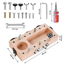Wooderma Montessori Toy from 3 4 5 Years, Wooden Screw Board, Busy Board, Wooden Toy, Screwdriver Board, Educational Toy, Children's Toy, Motor Skills Toy, Gift for Girls and Boys