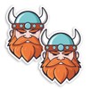 2 x 10cm Cartoon Viking Man Vinyl Stickers - Ginger