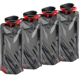 VIEVRE Pack of 4 Foldable Drinking Bottles, Reusable Water Bottles, Foldable Drinking Bottles, for Festivals, Hiking, Travel, Adventure, Festival Accessories (Black)