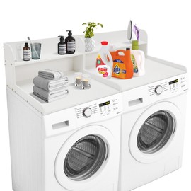 Noafocks Washer and Dryer Covers - Top Wood Countertop Washer Dryer Folding Topper for Laundry Room Organization (White-2 Pack)