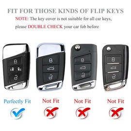 YALNORVA for VW Key Fob Cover, Key Fob Case Cover Fits for VW Volkswagen Atlas Golf Alltrack Atlas Jetta Passat Arteon Tiguan Car Accessories Smart Key