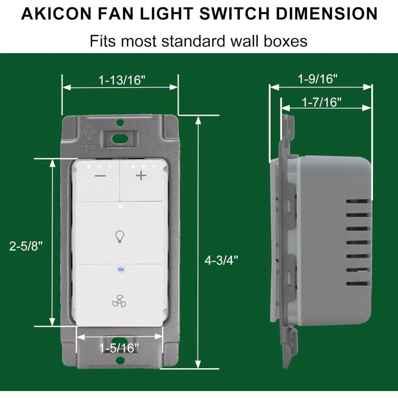 Akicon Dimmer Switch for Exhaust Fan with Light, Single Pole