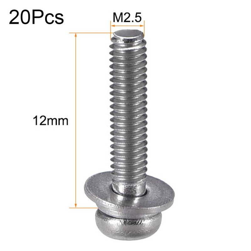 TA-VIGOR 20pcs M2.5 x 12mm Phillips Pan Head Machine Screws