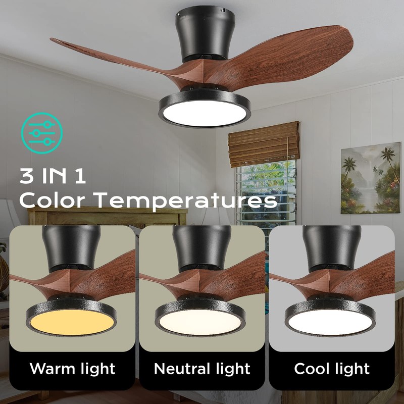 ocioc Quiet Ceiling Fan with LED Light DC motor 32